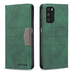 Leather Case Stands Flip Cover Holder B02F for Xiaomi Poco M3 Green