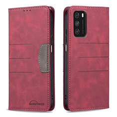 Leather Case Stands Flip Cover Holder B02F for Xiaomi Poco M3 Red