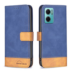 Leather Case Stands Flip Cover Holder B02F for Xiaomi Redmi 10 Prime Plus 5G Blue