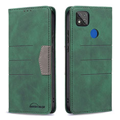 Leather Case Stands Flip Cover Holder B02F for Xiaomi Redmi 9 Activ Green