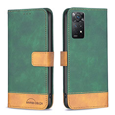 Leather Case Stands Flip Cover Holder B02F for Xiaomi Redmi Note 11 Pro 5G Green