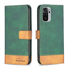 Leather Case Stands Flip Cover Holder B02F for Xiaomi Redmi Note 11 SE India 4G Green