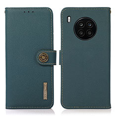 Leather Case Stands Flip Cover Holder B02H for Huawei Honor 50 Lite Green