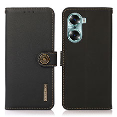 Leather Case Stands Flip Cover Holder B02H for Huawei Honor 60 5G Black