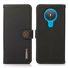 Leather Case Stands Flip Cover Holder B02H for Nokia 1.4 Black