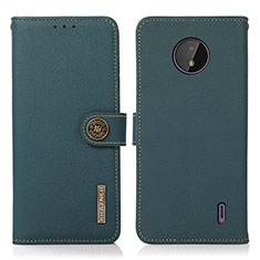 Leather Case Stands Flip Cover Holder B02H for Nokia C10 Green