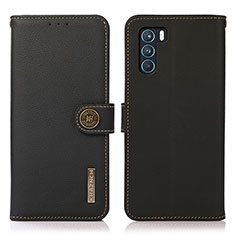 Leather Case Stands Flip Cover Holder B02H for Oppo K9 Pro 5G Black