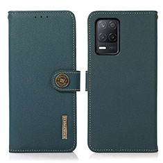 Leather Case Stands Flip Cover Holder B02H for Realme 8 5G Green