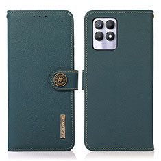 Leather Case Stands Flip Cover Holder B02H for Realme 8i Green