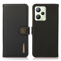 Leather Case Stands Flip Cover Holder B02H for Realme C35 Black