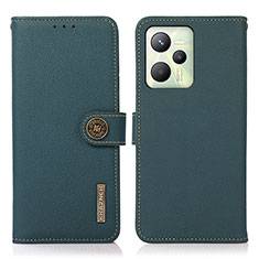 Leather Case Stands Flip Cover Holder B02H for Realme C35 Green