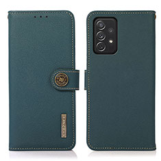 Leather Case Stands Flip Cover Holder B02H for Samsung Galaxy A72 5G Green