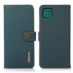 Leather Case Stands Flip Cover Holder B02H for Samsung Galaxy F42 5G Green