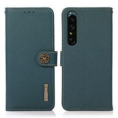 Leather Case Stands Flip Cover Holder B02H for Sony Xperia 1 IV Green