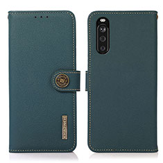 Leather Case Stands Flip Cover Holder B02H for Sony Xperia 10 III Lite Green