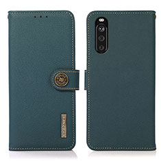 Leather Case Stands Flip Cover Holder B02H for Sony Xperia 10 III SO-52B Green