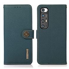 Leather Case Stands Flip Cover Holder B02H for Xiaomi Mi 10S 5G Green