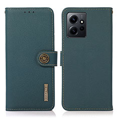 Leather Case Stands Flip Cover Holder B02H for Xiaomi Redmi Note 12 4G Green