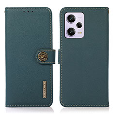 Leather Case Stands Flip Cover Holder B02H for Xiaomi Redmi Note 12 Pro 5G Green