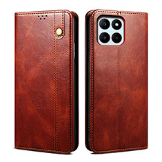 Leather Case Stands Flip Cover Holder B02S for Huawei Honor X8b Brown