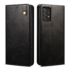 Leather Case Stands Flip Cover Holder B02S for Samsung Galaxy A32 4G Black