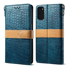 Leather Case Stands Flip Cover Holder B02S for Samsung Galaxy S20 5G Blue