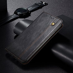 Leather Case Stands Flip Cover Holder B02S for Samsung Galaxy S22 5G Black