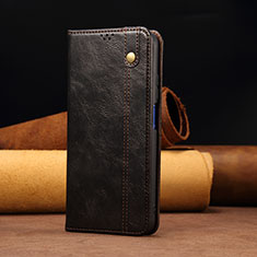 Leather Case Stands Flip Cover Holder B02S for Xiaomi Redmi 10 4G Black