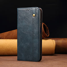 Leather Case Stands Flip Cover Holder B02S for Xiaomi Redmi 10 India Blue