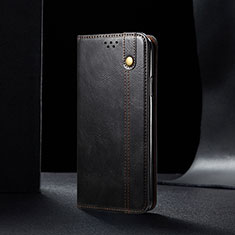 Leather Case Stands Flip Cover Holder B02S for Xiaomi Redmi Note 9T 5G Black