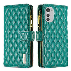 Leather Case Stands Flip Cover Holder B03F for Motorola Moto E32 Green