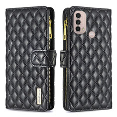 Leather Case Stands Flip Cover Holder B03F for Motorola Moto E40 Black