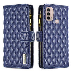 Leather Case Stands Flip Cover Holder B03F for Motorola Moto E40 Blue