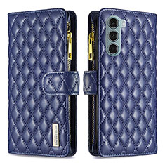 Leather Case Stands Flip Cover Holder B03F for Motorola Moto Edge S30 5G Blue