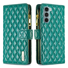 Leather Case Stands Flip Cover Holder B03F for Motorola Moto Edge S30 5G Green