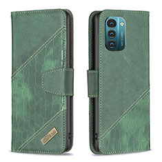 Leather Case Stands Flip Cover Holder B03F for Nokia G11 Green