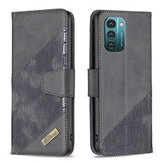 Leather Case Stands Flip Cover Holder B03F for Nokia G21 Black