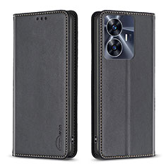 Leather Case Stands Flip Cover Holder B03F for Realme C55 Black