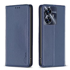 Leather Case Stands Flip Cover Holder B03F for Realme Narzo N55 Blue