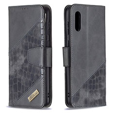 Leather Case Stands Flip Cover Holder B03F for Samsung Galaxy A02 Black