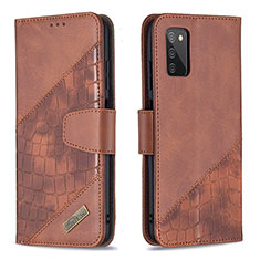 Leather Case Stands Flip Cover Holder B03F for Samsung Galaxy A03s Brown