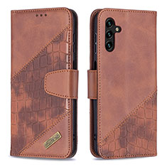 Leather Case Stands Flip Cover Holder B03F for Samsung Galaxy A04s Brown