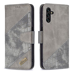Leather Case Stands Flip Cover Holder B03F for Samsung Galaxy A13 5G Dark Gray