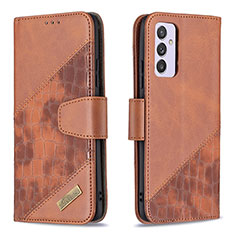 Leather Case Stands Flip Cover Holder B03F for Samsung Galaxy A24 4G Brown