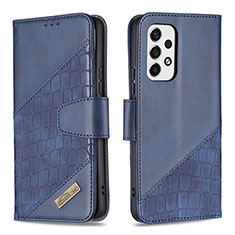 Leather Case Stands Flip Cover Holder B03F for Samsung Galaxy A53 5G Blue