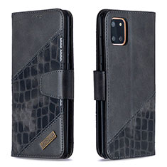 Leather Case Stands Flip Cover Holder B03F for Samsung Galaxy A81 Black