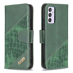 Leather Case Stands Flip Cover Holder B03F for Samsung Galaxy A82 5G Green