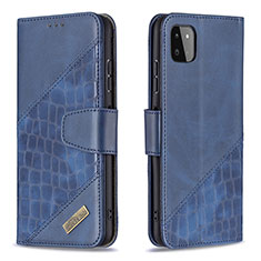 Leather Case Stands Flip Cover Holder B03F for Samsung Galaxy F42 5G Blue