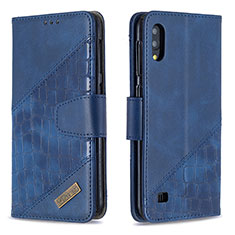 Leather Case Stands Flip Cover Holder B03F for Samsung Galaxy M10 Blue