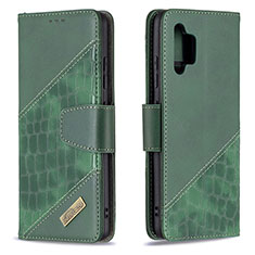 Leather Case Stands Flip Cover Holder B03F for Samsung Galaxy M32 5G Green